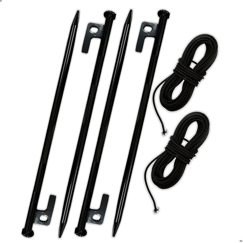 KIT 4 ESTACAs Grande 40Cm em Aço + 02 Elásticos para varetas 6mts cada Reparo de Barracas