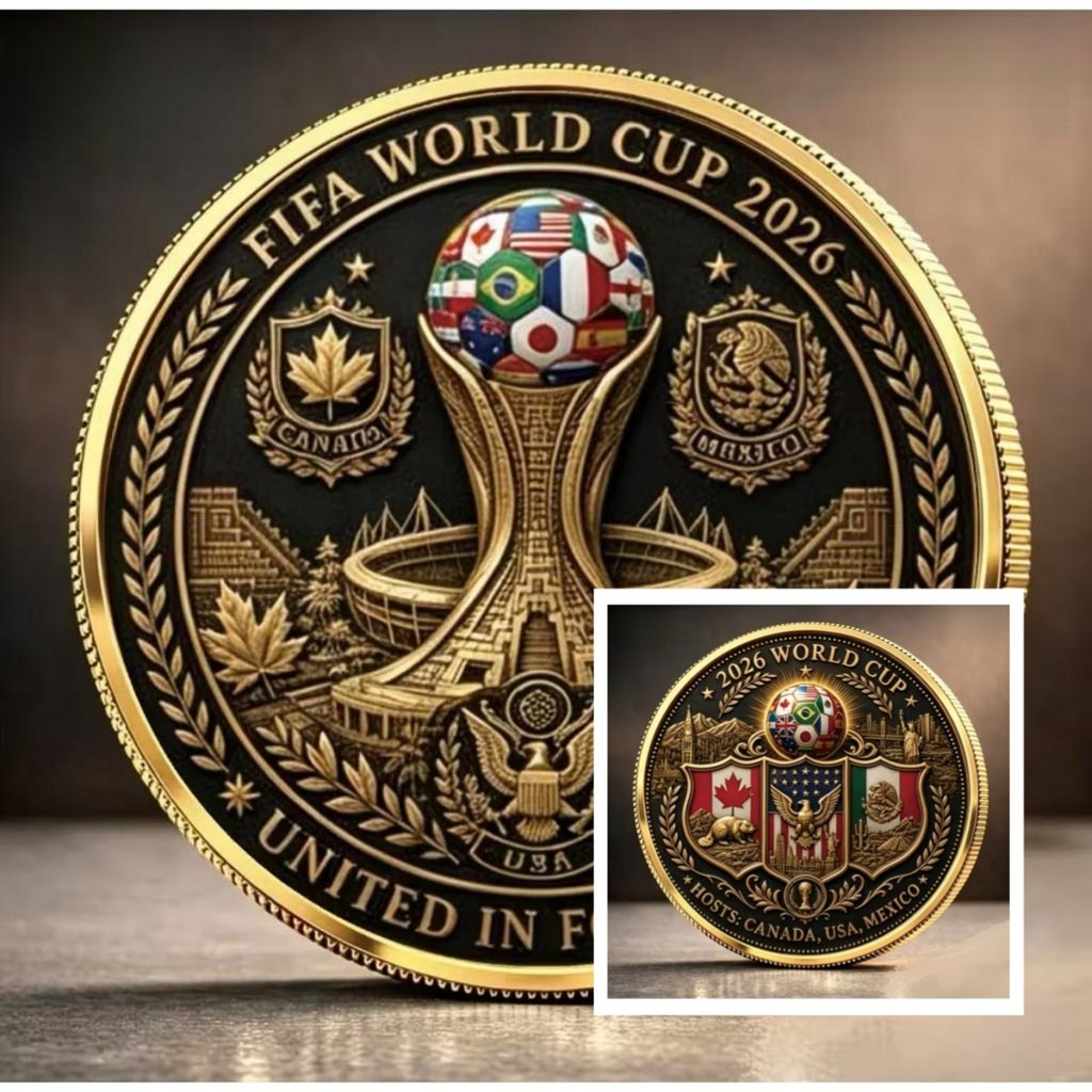 Moedas Comemorativas de Edição Limitada com Tema da Copa do Mundo 2026 - Colecionáveis para Fãs