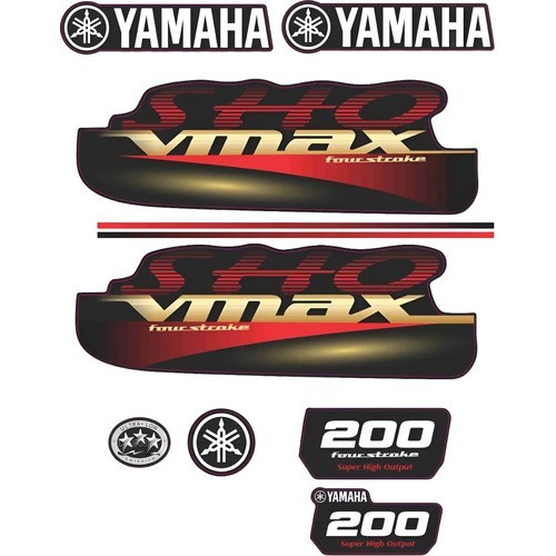 Yamaha Vmax 200 Hp Motor De Popa Decalques Adesivo
