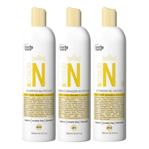 Kit Curly Care N Nutrição Shampoo + Condicionador + Ativador De Cachos 3x 300ml