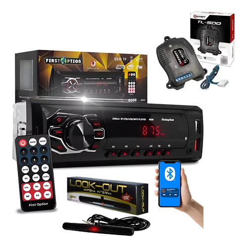 Aparelho De Som Carro Autom Bluetooth Modulo Taramps Antena Usb Mp3 Fm Pendrive Sd Aux