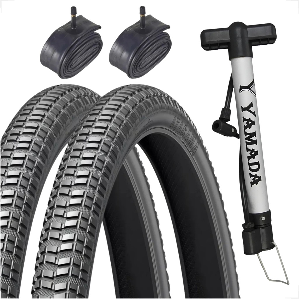 Par Pneu Levorin Atacama aro 24 x 2.125 + Par Camara + Bomba de ar Shiver bicicleta infantil scooter