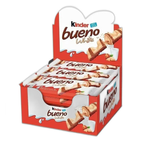 Caixa Kinder Bueno White Com 15 Unidades 39gr Cada Delicioso