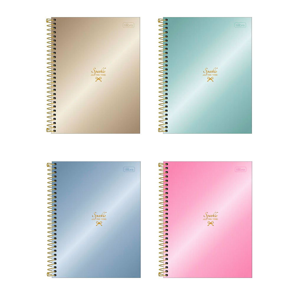 Caderno colegial capa dura 1x1 80 folhas West Village Metalizado Tilibra