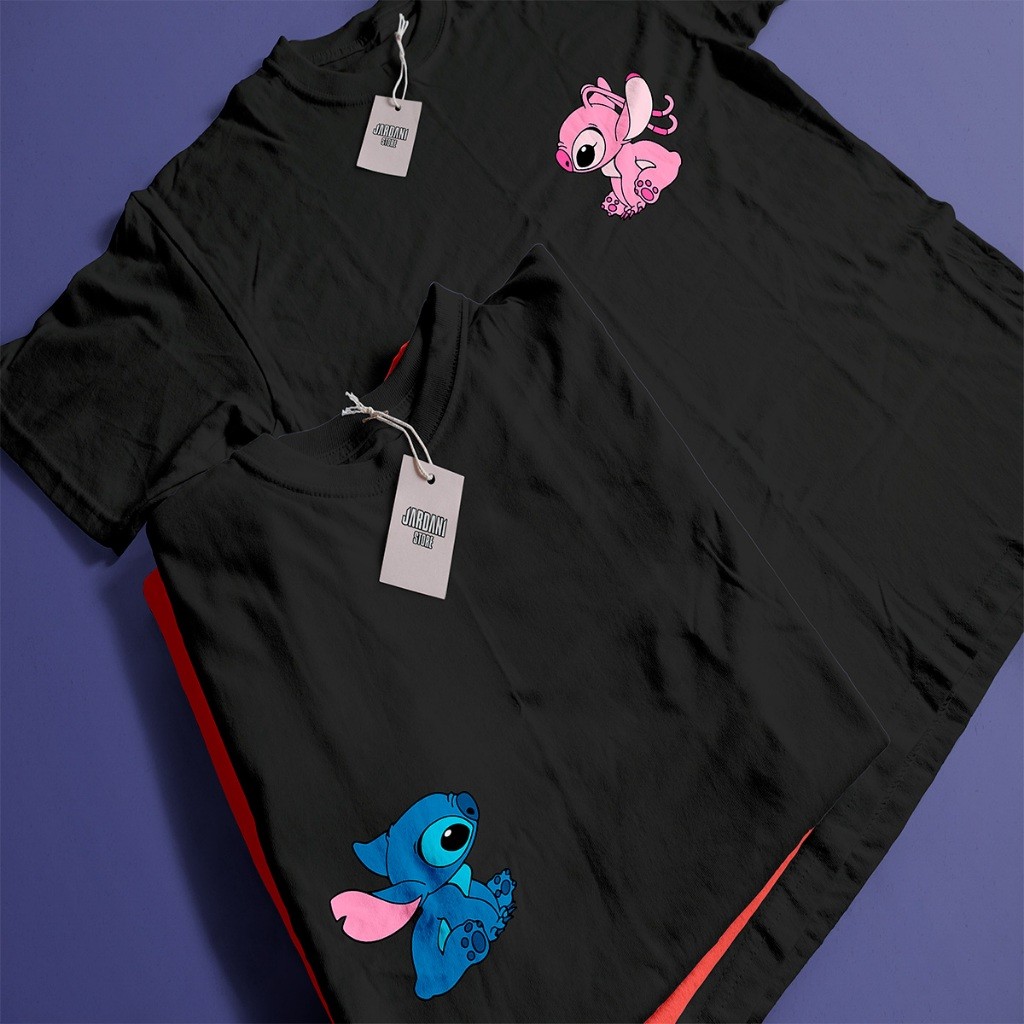 Kit 2pcs Stitch e Angel Conjunto Casal Camisetas Stitch e Angel, camiseta namorados, camiseta adulta