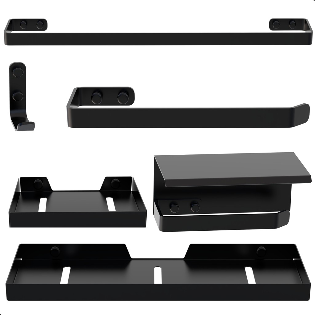 Kit Acessórios Para Banheiro Preto Fosco 6 Peças MAX em Oferta na Shopee