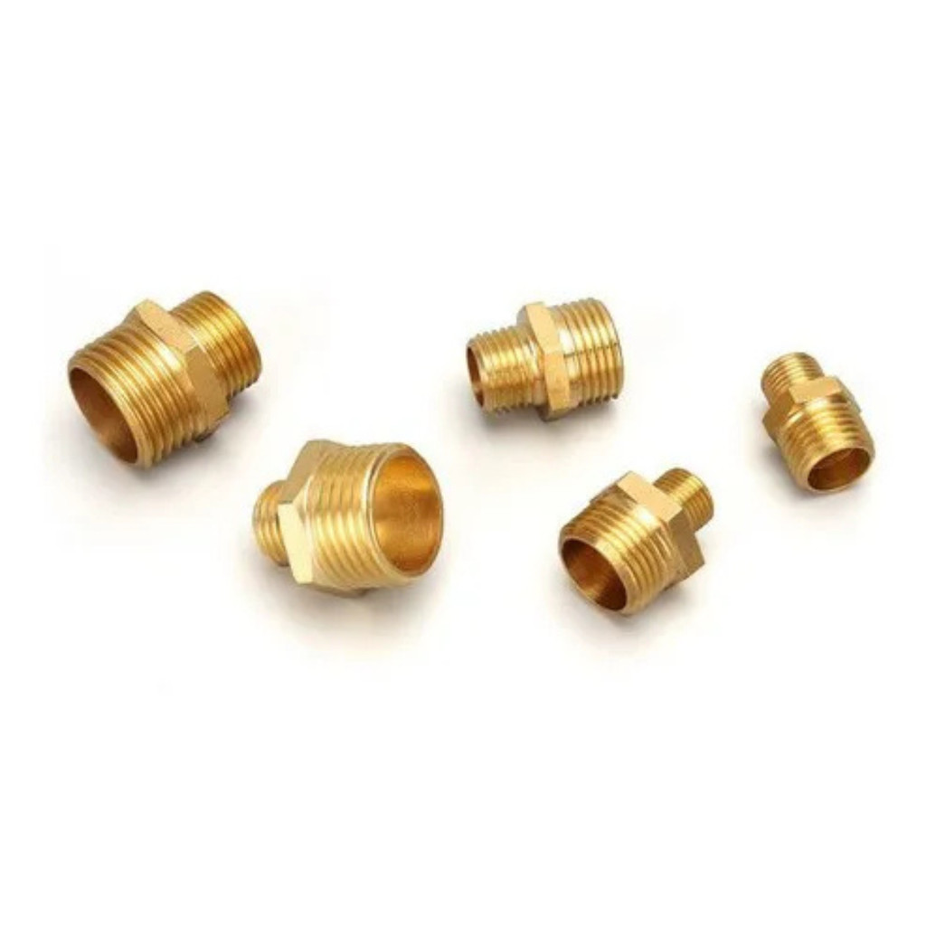 2 peças niple redução conexão latão 3/8 - 1/4 rosca bsp -kit