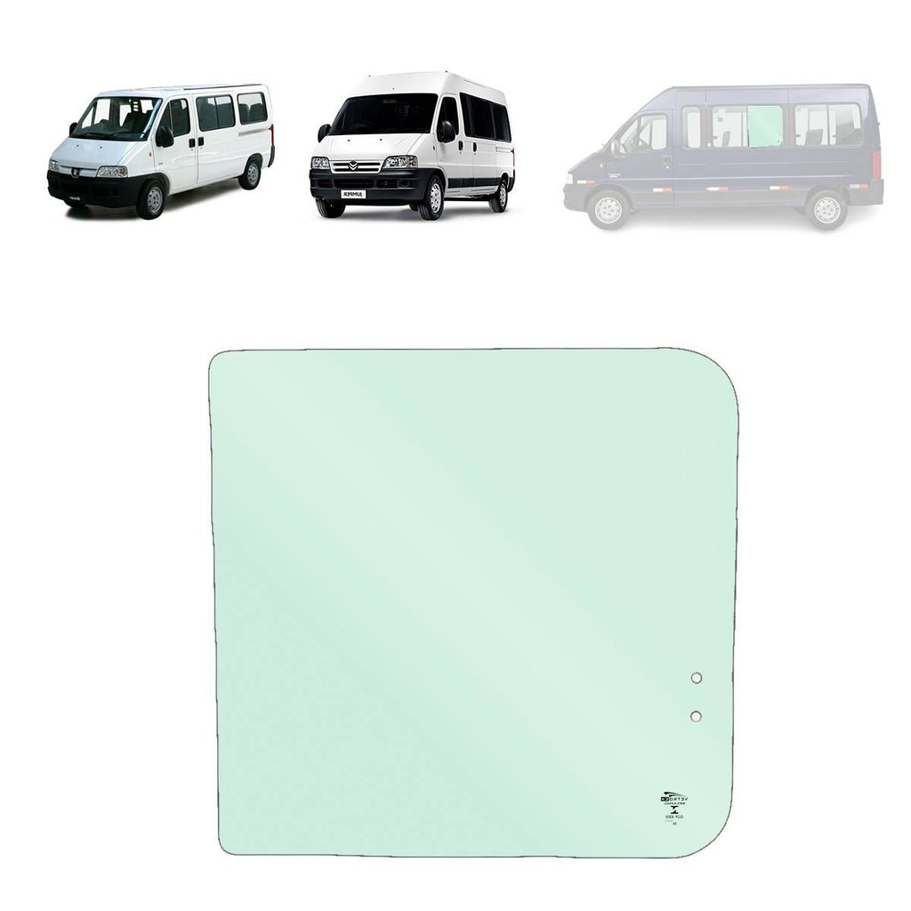 Vidro Lateral Fiat Ducato Peugeot Boxer Citroen Jumper Teto Baixo 97 a 17 Lado Esquerdo (Curvo Verde 60,3x58,5cm)