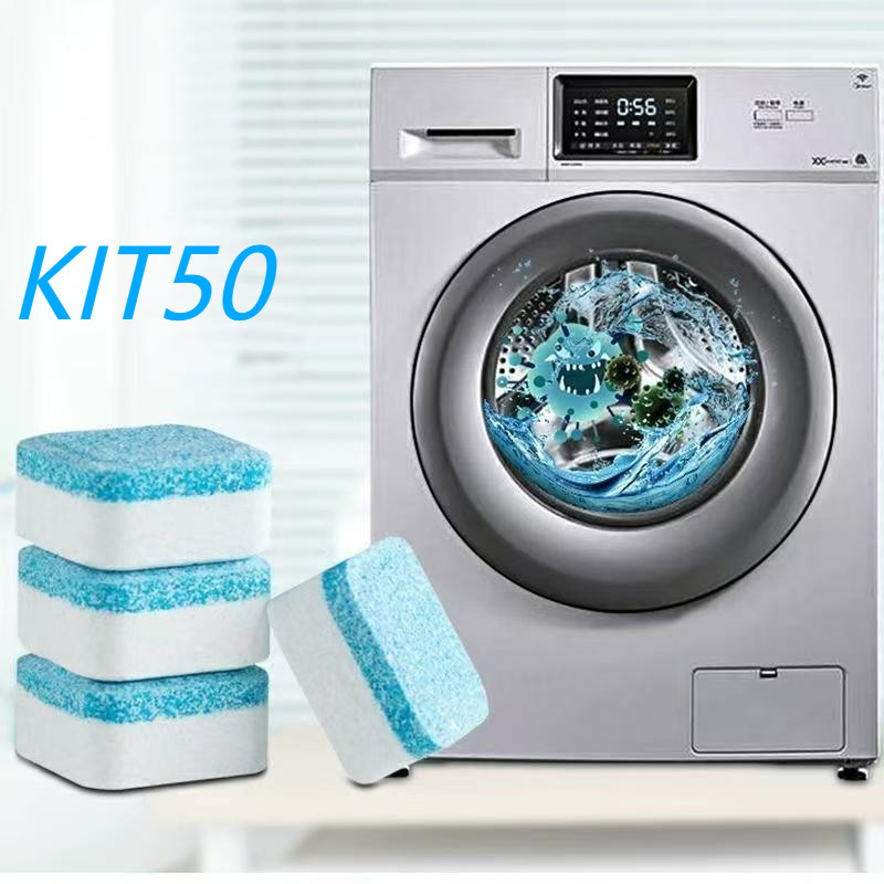 KIT 12/24/36/48 Pastilhas para Limpeza de Máquinas de Lavar Roupas Efervescentes Multifuncional