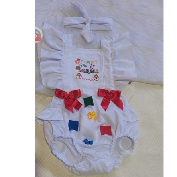 Body Romper  Infantil Menina Festa Junina Meu Primeiro Arraiá | Jardineira Romper Caipira