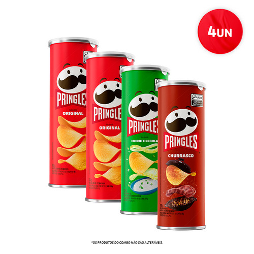 Combo Pringles Original 2 unid + Pringles Creme e Cebola 1 unid + Pringles Churrasco 1 unid em Oferta na Shopee