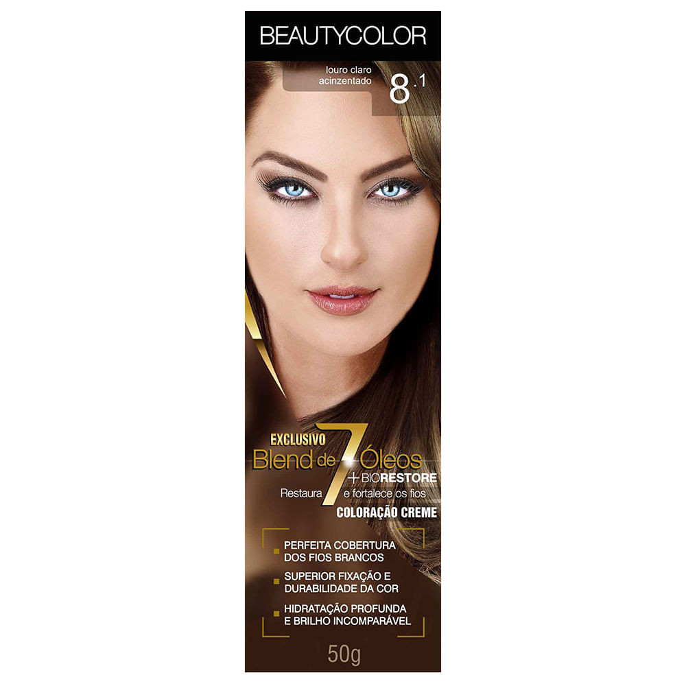 Coloração Beauty Color 8.1 Louro Claro Acinzentado em Oferta na Shopee
