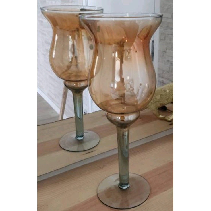 Lindo Vaso de vidro para Decoração estilo taça Napoli 37cm em Oferta na Shopee