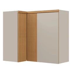 Armário Aéreo Cozinha de Canto Allure 3 Portas 100% Mdf Jequitibá/Gris - Linea Brasil