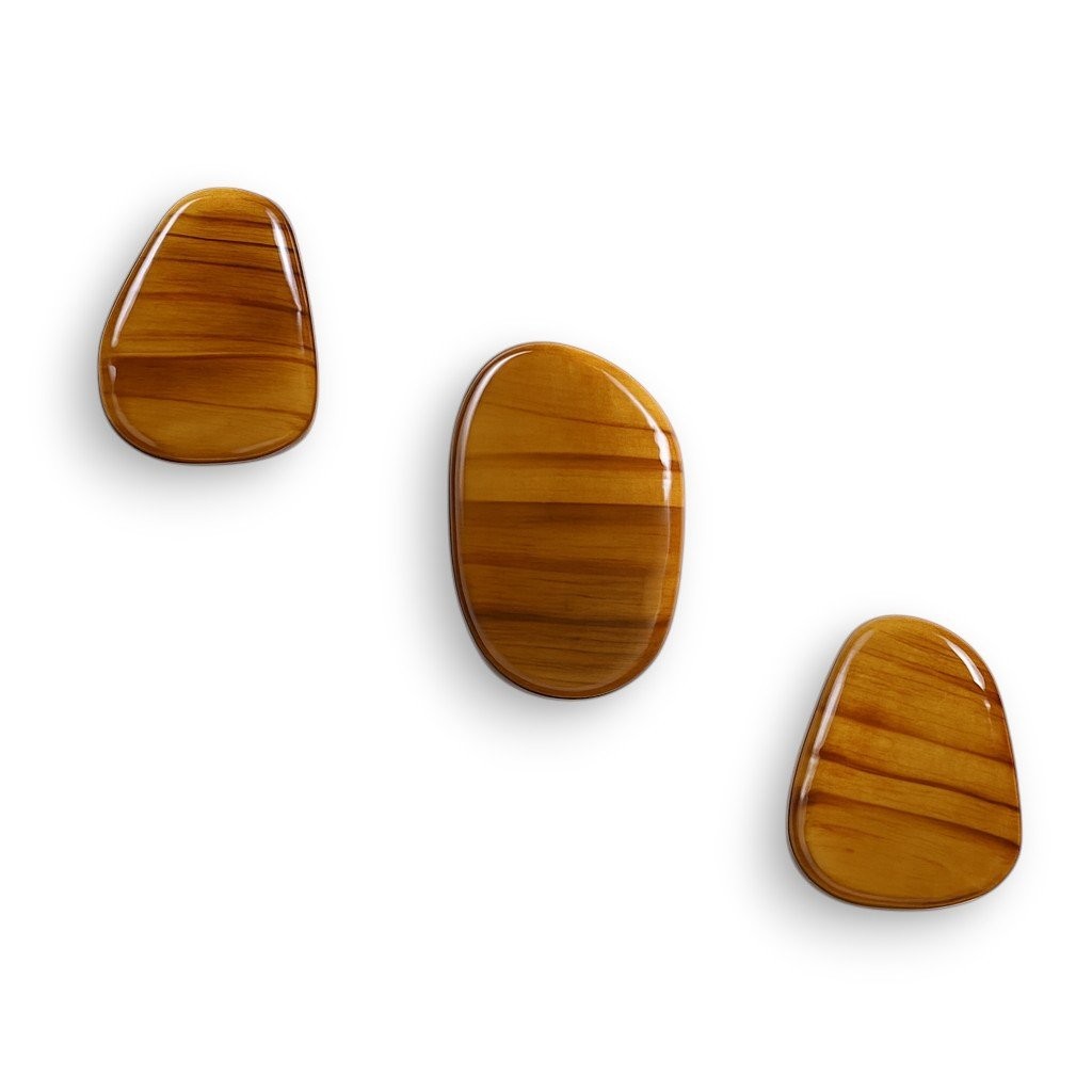 Conjunto 3 Ganchos Cabideiros Penduradores Dots Orgânicos De Madeira Pinus em Oferta na Shopee