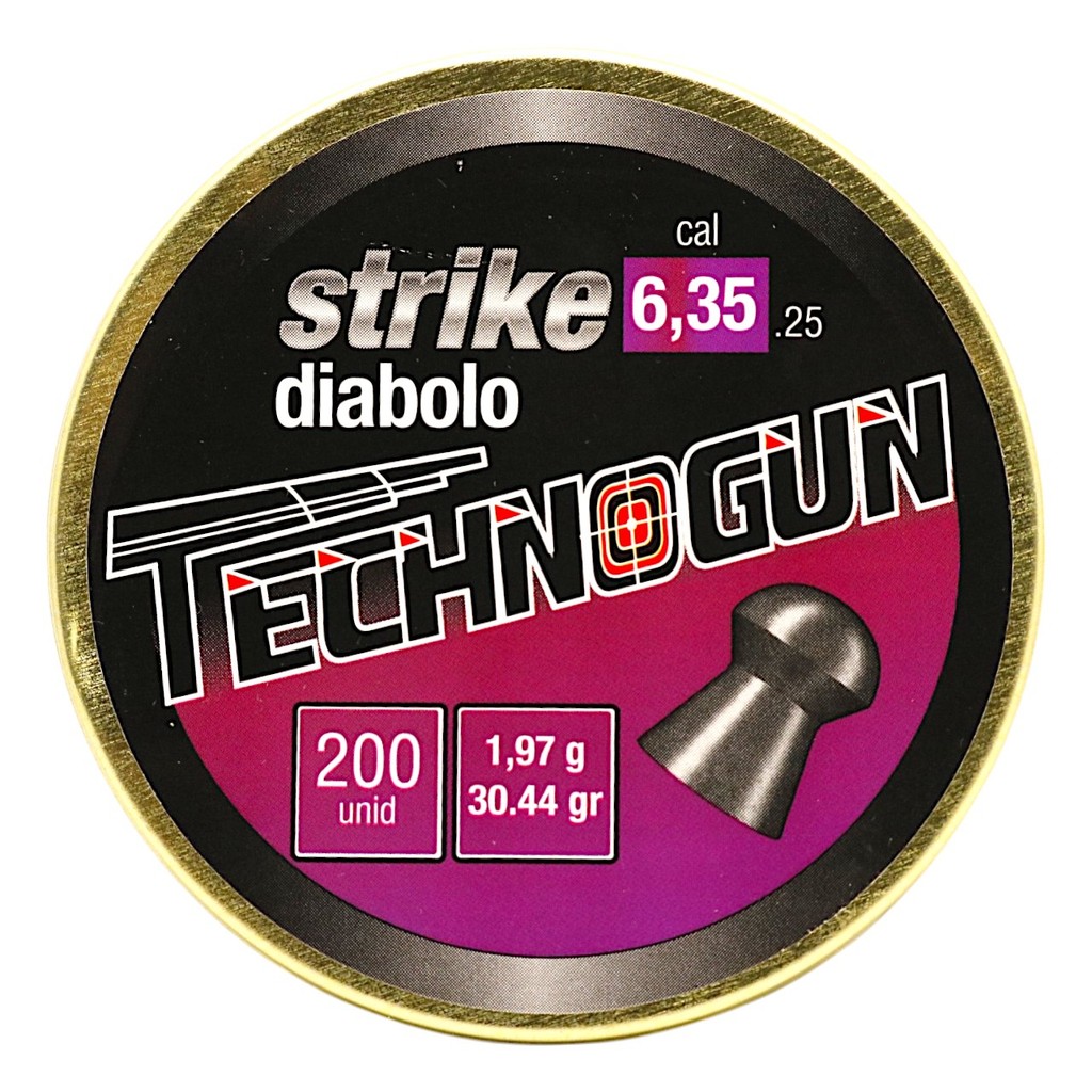 Chumbinho Technogun Strike Diabolô Cal. 6.35mm - 200un em Oferta na Shopee