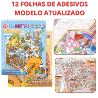 Caderno Interativo Com Adesivos  Livro Capivara 3d 8 Cenários + Pinça para Montar Seu Mini Mundo em Oferta na Shopee