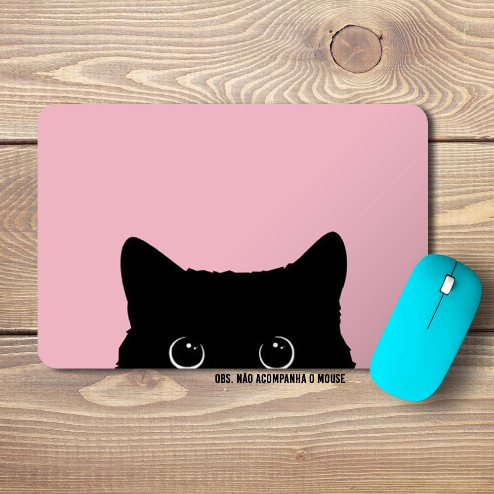 Mousepad Gato Rosto Rosa Barato Antiderrapante em Tecido