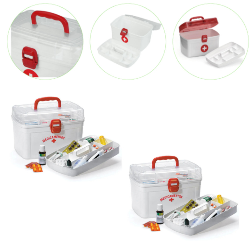 Kit 2 Caixa Para Remédios G Com Alça 6,2l Litros Cor Branco