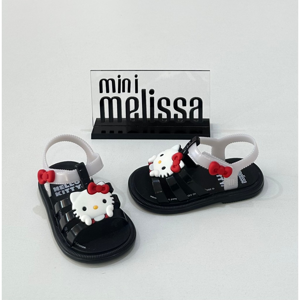 Sandália Feminina Mini Melissa Hip Hello Kitty Preta Infantil Confortavel Original