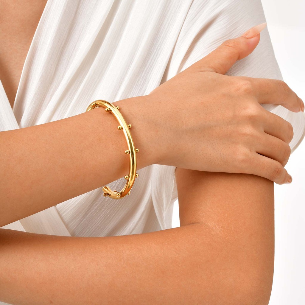 Vnox Ouro Prata Geométrica Frisado Aberto Pulseira Feminina Metal Aço Inoxidável Não Manchar Simples Moda Jóias Presente · foto 2