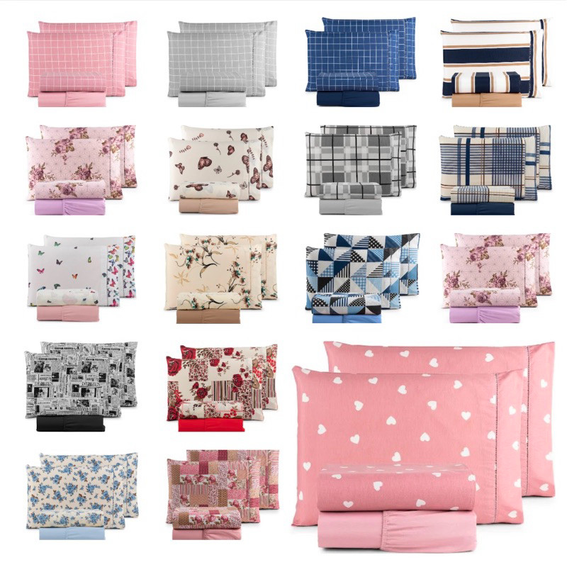 Jogo de Lençol 4 Peças Ponto Palito Diversas Estampas 100% Algodão 180 Fios Solteiro Casal Queen King – Imperdívelo