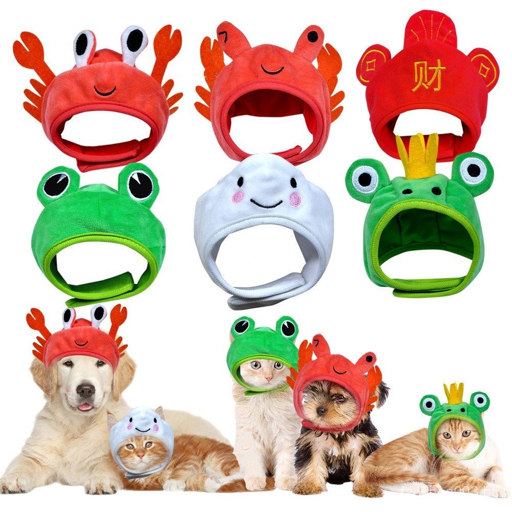 Chapéu Engraçado Para Gato Fofo De Rã De Caranguejo Pet Cachorro Fantasia De Natal Cosplay Roupa De Cabeça Quente