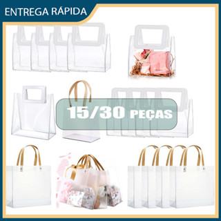 Bolsa com alça de PVC transparente 15/30 reutilizável adequada para presentes de festa de aniversário em Oferta na Shopee