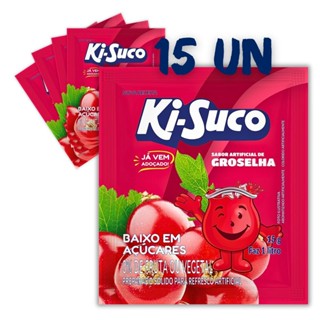 Caixa 15un Refresco Em Pó 15G Groselha Ki-Suco ( Para 1L) em Oferta na Shopee
