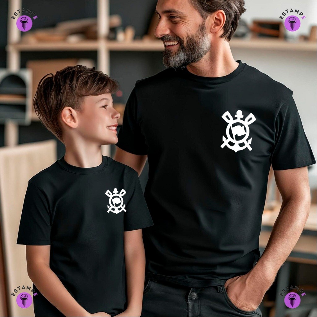 Kit 2 Camisetas Pai e Filho Adulto e Infantil Time de Futebol Camisa Lançamento 100% Algodão Premium Masculino Feminino