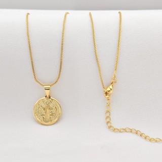 Colar Medalha São Bento Feminino Banhado a Ouro 18k Corrente Blogueira Semi Joia em Oferta na Shopee