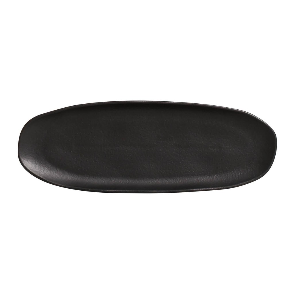 Conjunto Com 4 Travessas Oval Rasa Grande Orgânico Preto Matte 36X13Cm