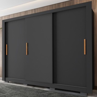 Guarda Roupa Com 3 Portas 2 Gavetas  8 Pés Preto Armo em Oferta na Shopee