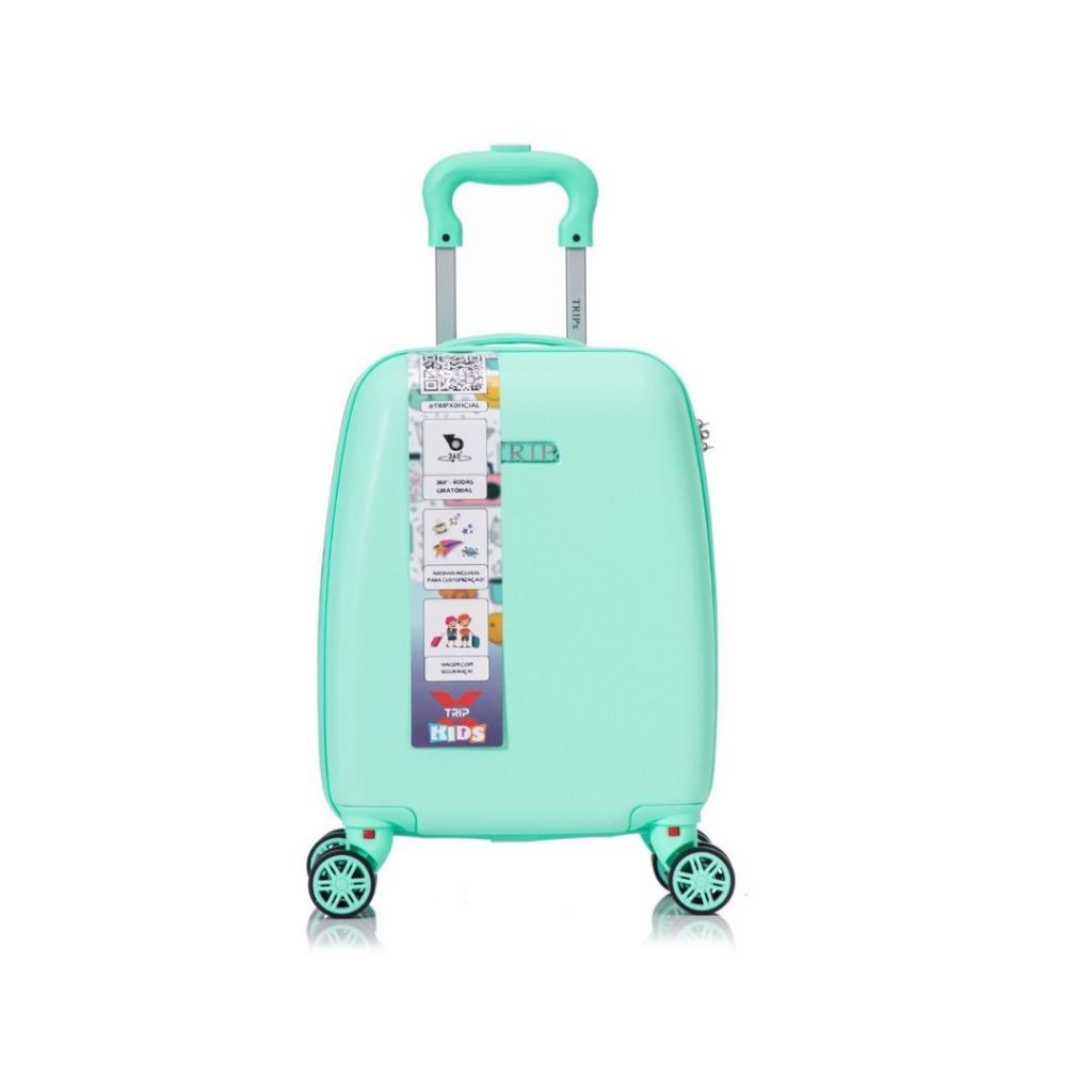 Mala de Bordo infantil, mala Para Viagens, Mala escolar infantil 16 pol. com trava TSA Rodas 360 Removiveis + Brindes