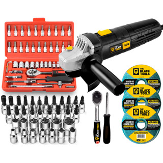 Kit Esmerilhadeira Angular Profissional 4.1/2 Com Acessórios Preto The Black Tools em Oferta na Shopee