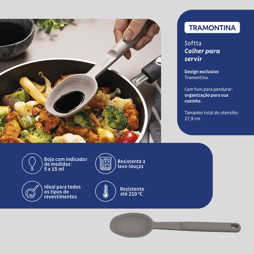 Jogo Utensílios de Silicone 3Pç Soffta Cinza Tramontina