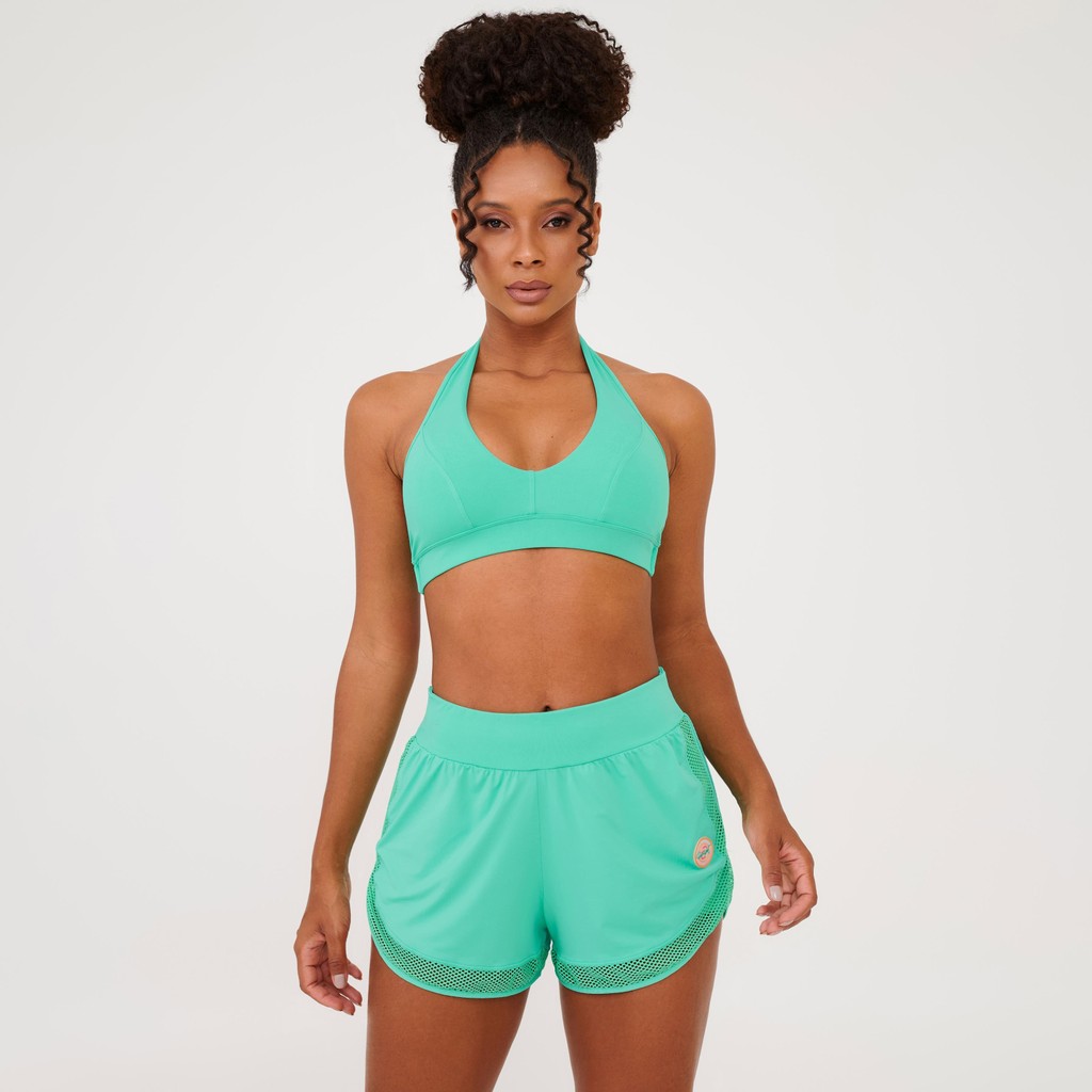 Short Soltinho Barra Tela Verde Cacatua Poliamida Soft