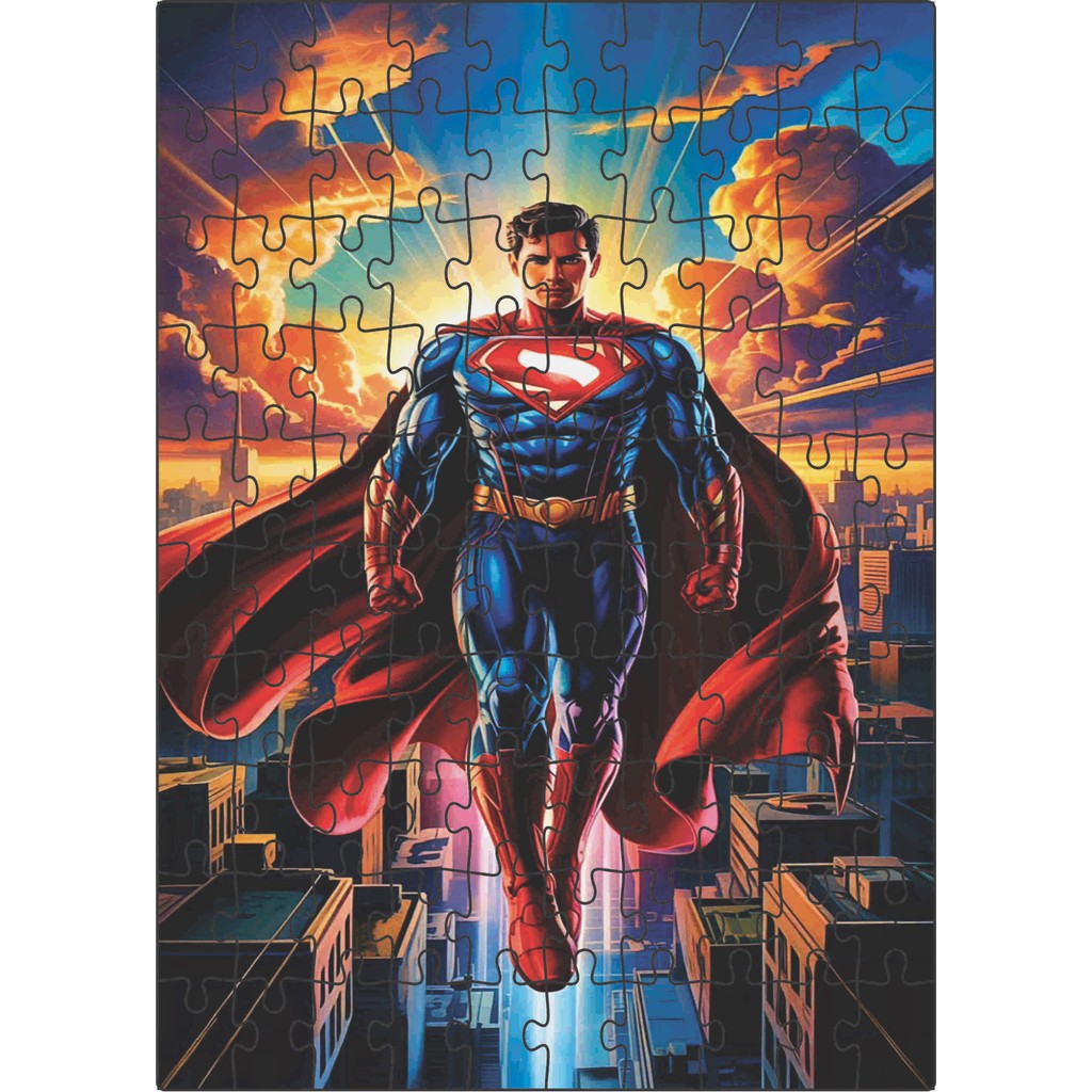Quebra-cabeça Infantil Educacional Feito em Madeira (MDF) Super Homem 20X28 cm 100 peças