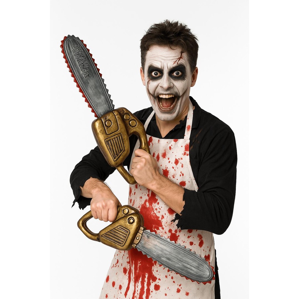 Motosserra De Plástico Sangrenta Acessório Cosplay Halloween