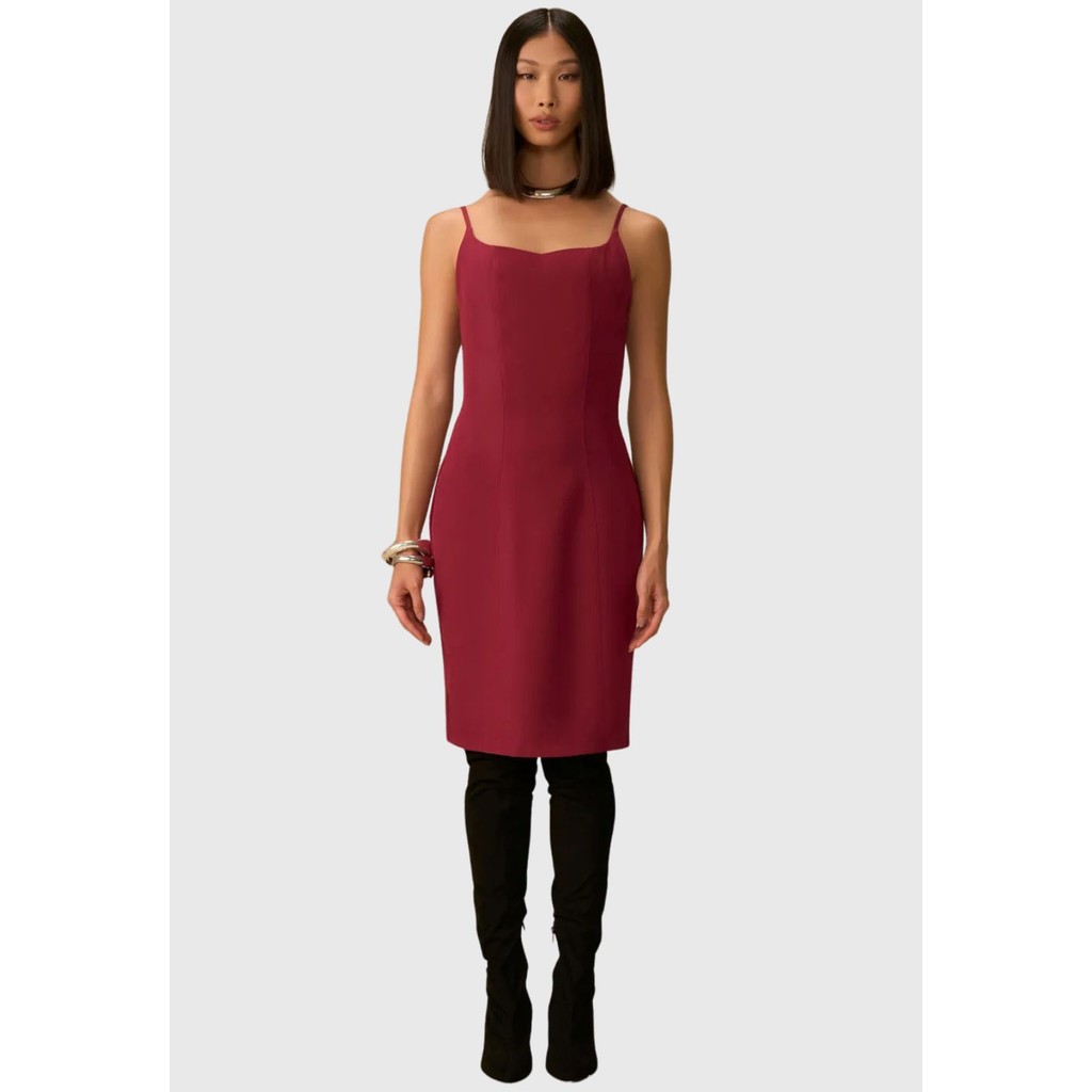 Vestido Curto Ajustado Decote V com Alça Maria Valentina