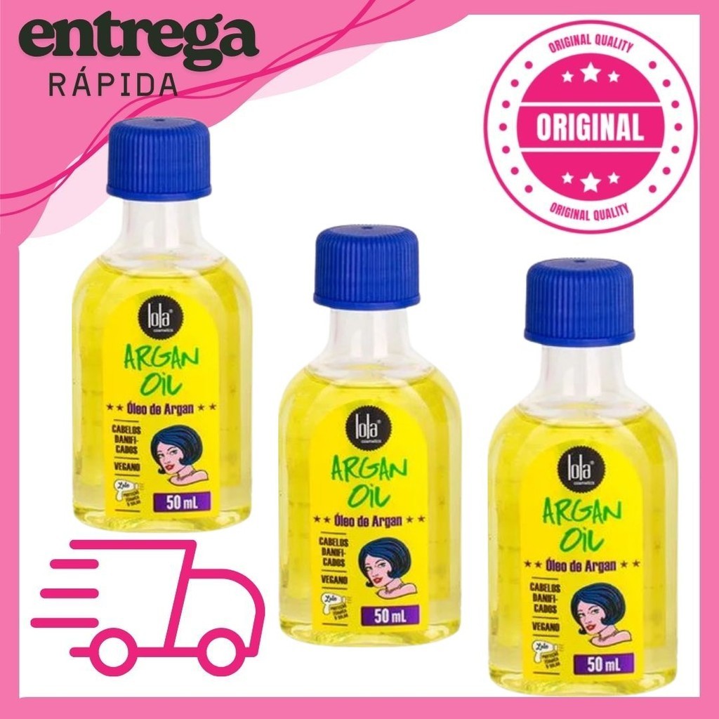 Kit 3 Unidades Lola Cosmetics Argan Oil Oleo Reparador 50ml