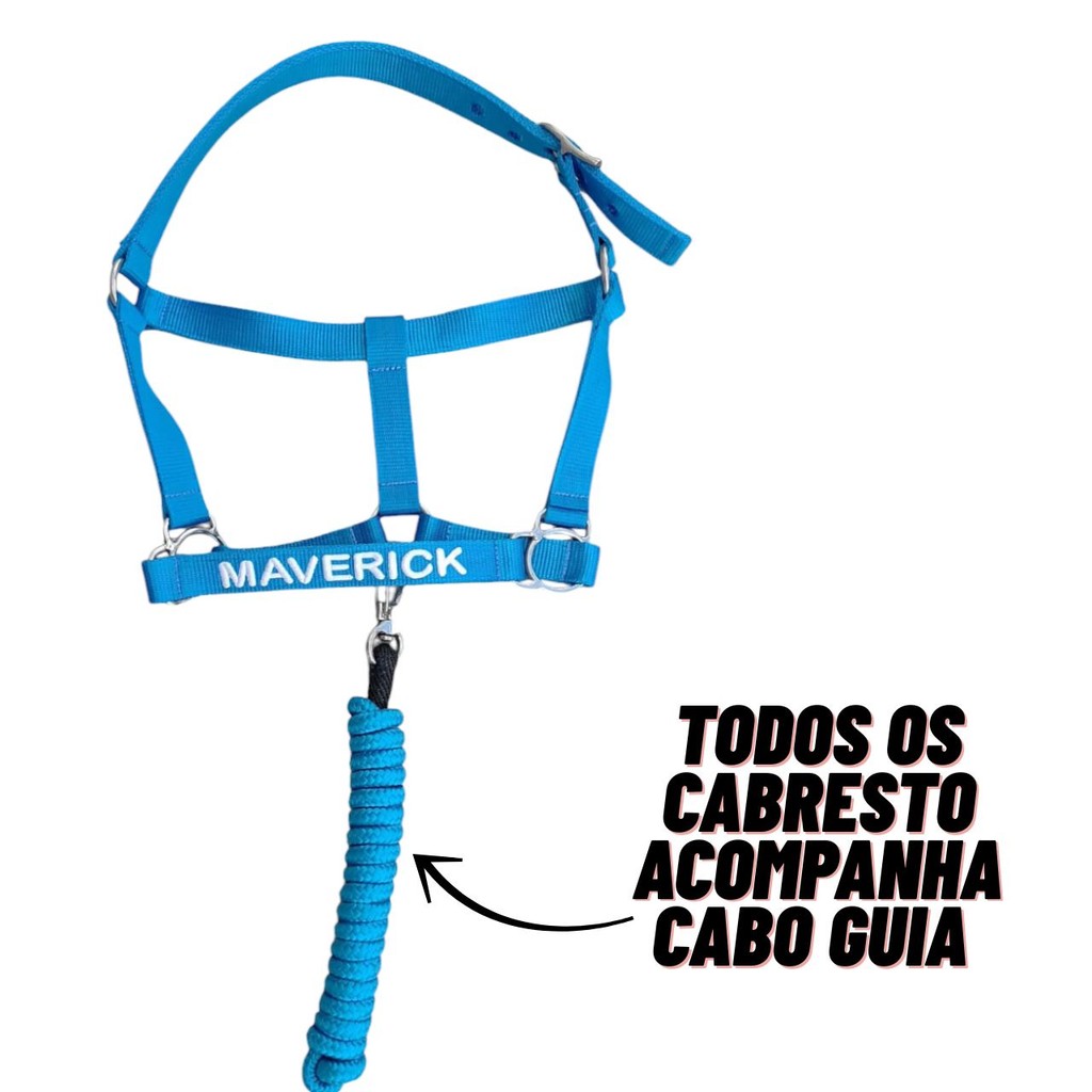 Cabresto de nylon de Cavalos personalizado  Quarto De Milha Reforçado escolha o nome c/guia