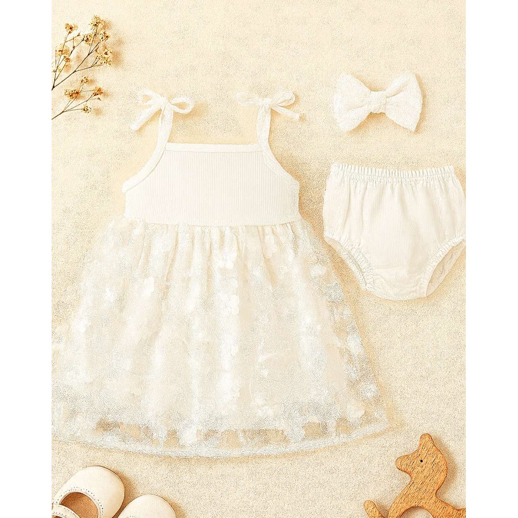 Conjunto de Bebê Menina Vestido Festa Infantil Feminino Tule Bordado Luxo Natal Ano Novo