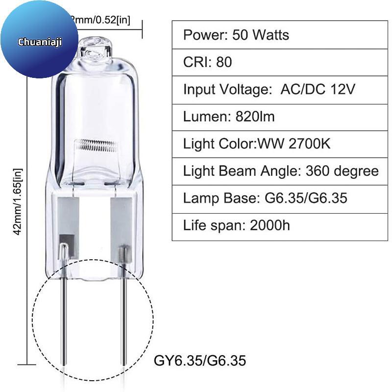 Chuaniaji 5 Peças G6.35 12V Lâmpada Halógena 20W 35 50W LED Lâmpadas Halógenas Ecológicas Para Fogão Iluminação Luzes De