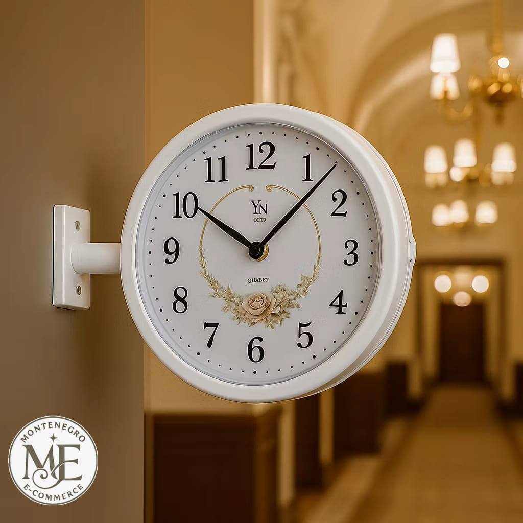 Relógio De Parede Dupla Face Vintage Estação Trem Decorativo Retrô Branco Luxo Analógico 2 Máquinas