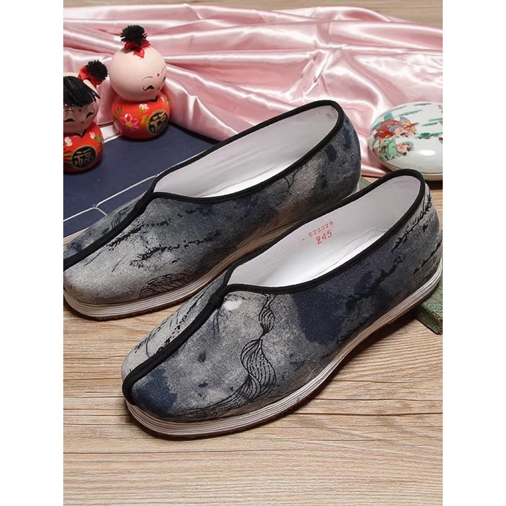 Bulongsheng pequim sapatos de pano masculino único sapatos Melaleuca sola sapatos de pano estilo chinês tinta Zen sapato