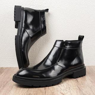 Marca de alta qualidade 2024 novo estilo brilhante moda zíper estilo britânico homens Martin botas de couro de alta qual