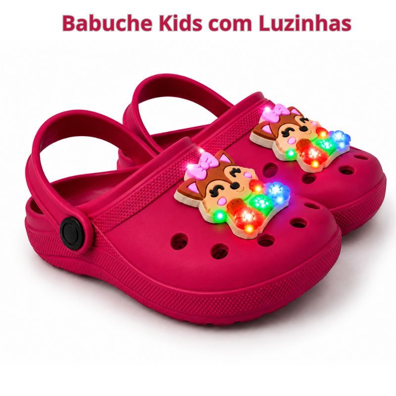 Sandália Babuche Infantil Feminino Menina com enfeite Raposinha e com LED que pisca. Linda e Confortável para Princesa