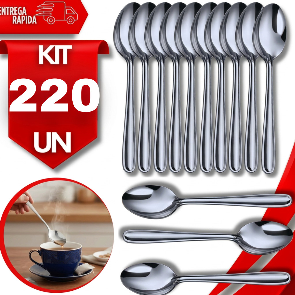 Combo Colheres Chá Inox 13,6cm Kit Aço Inox Talheres Chá Chocolate Quente Arroz doce Multiuso Qualidade