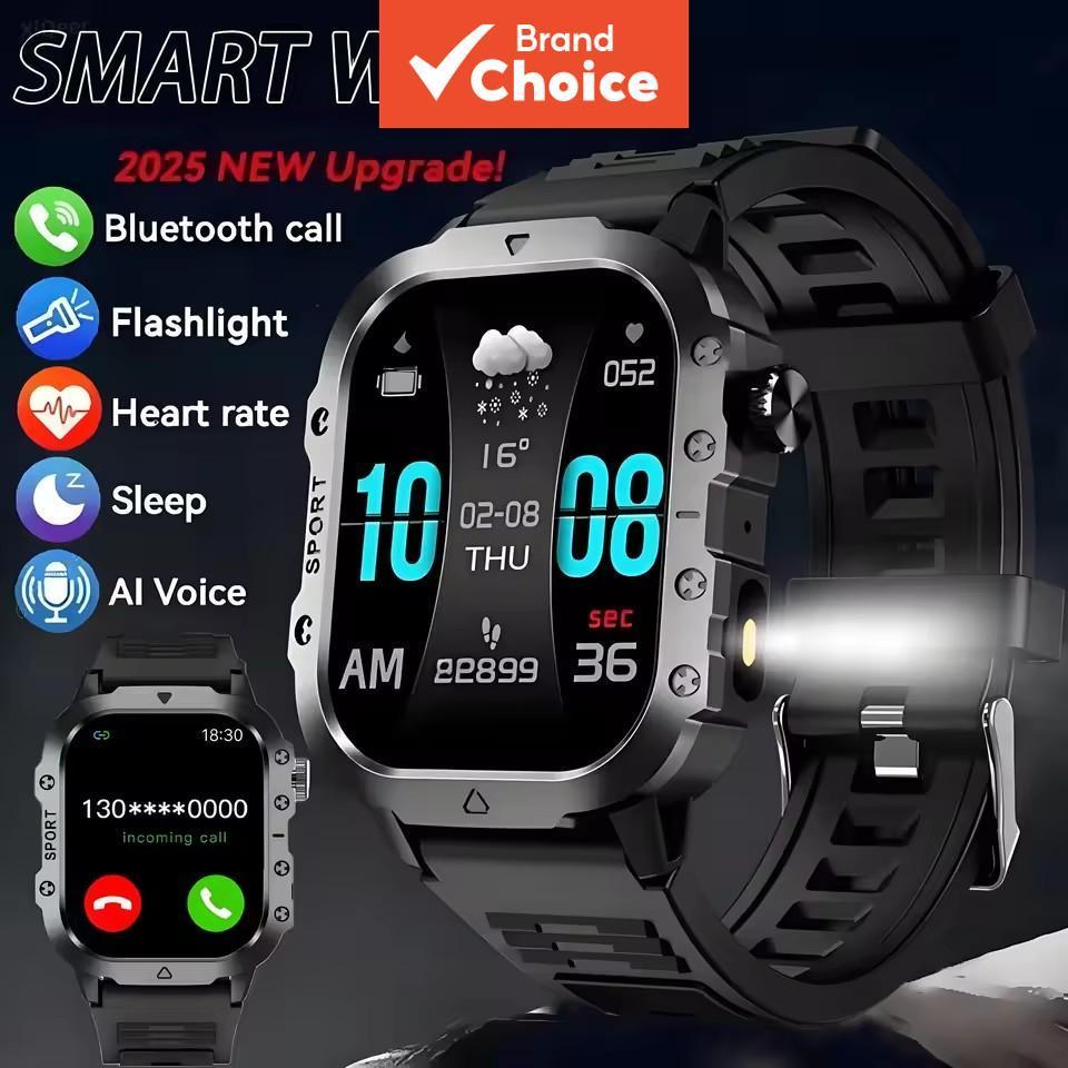 2026 Novo Relógio Inteligente com Lanterna de LED, Esportivo Outdoor Masculino, Monitor de Fitness e Saúde 2.01 pol